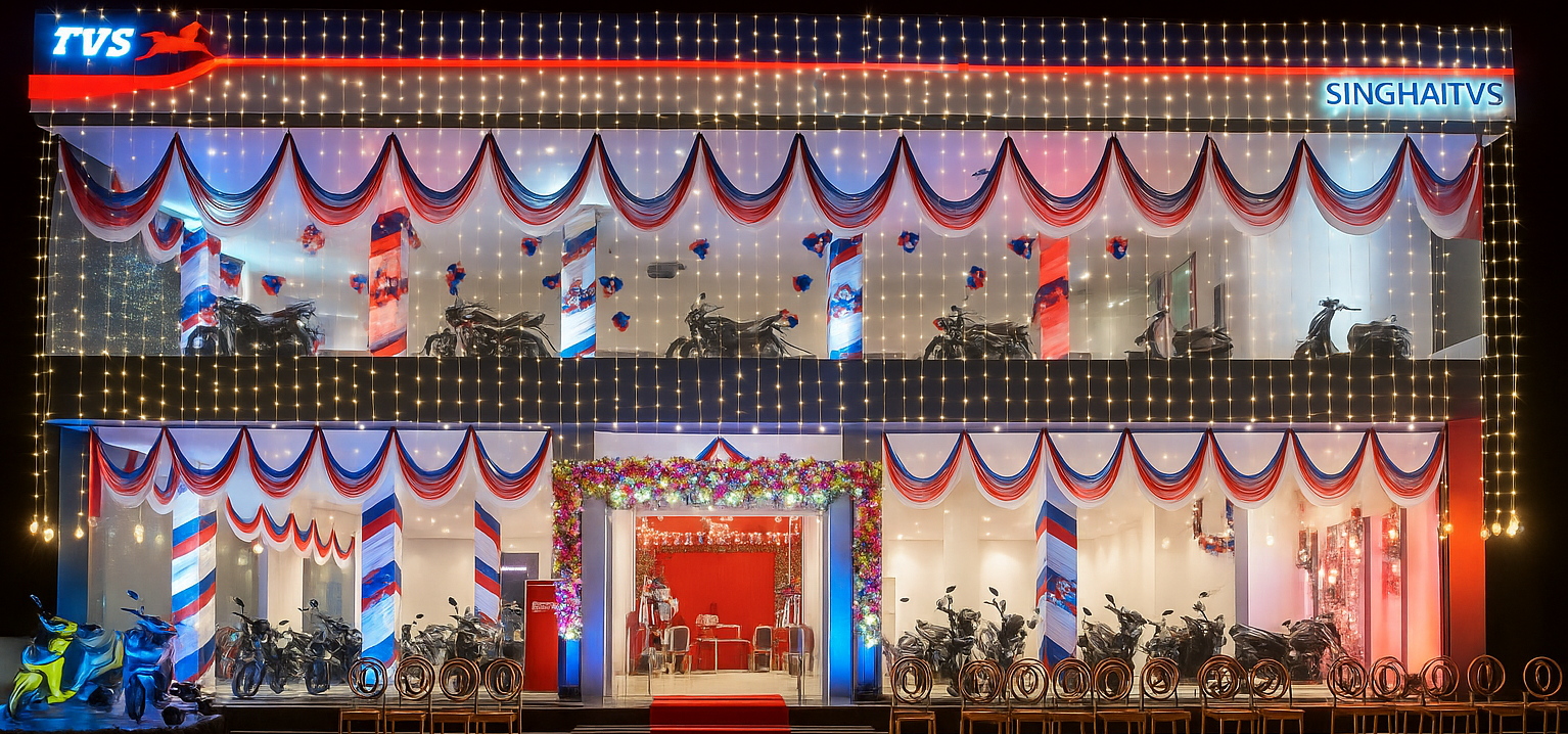 TVS Singhai Motocorp Festive Showroom - Celebrating Excellence with Premium Vehicle Display